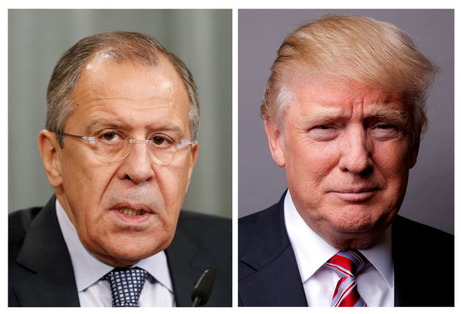 Ngoại trưởng Nga Sergei Lavrov (trái) và tổng thống Mỹ Donald Trump - Ảnh: Reuters