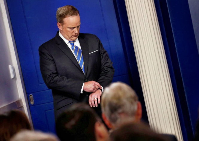 Thư ký báo chí Sean Spicer - người đang bị đồn sẽ sớm ra đi - Ảnh: Reuters