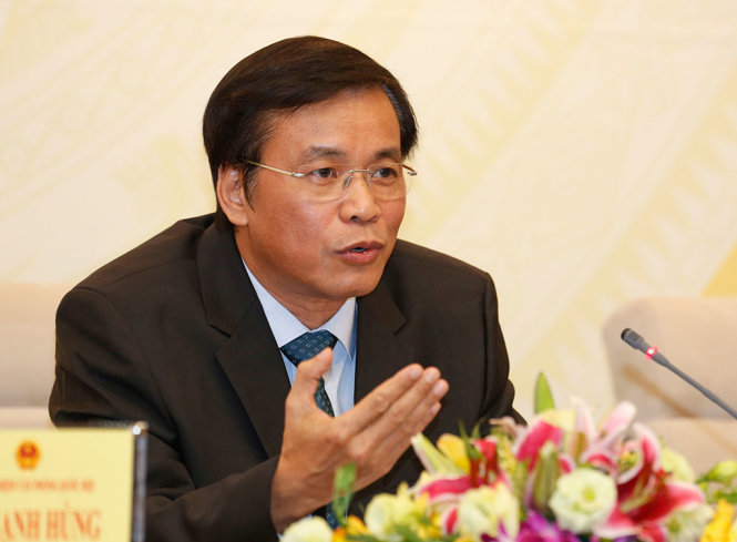Tổng Thư ký Quốc hội Nguyễn Hạnh Phúc tại cuộc Họp báo kỳ 2 Quốc Hội khóa XIV- Ảnh: VIỆT DŨNG