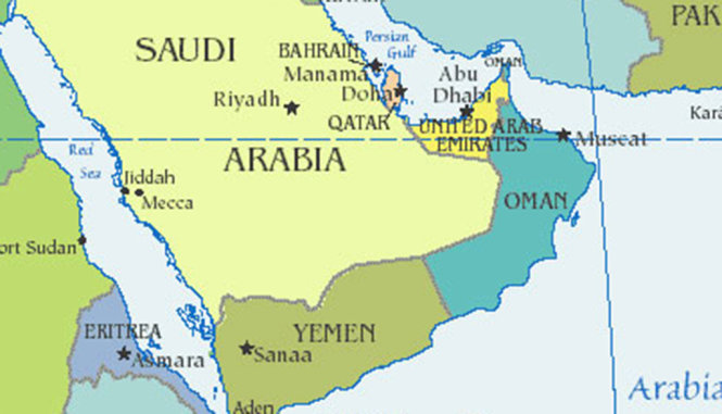 Vị trí Yemen và Arab Saudi trên bản đồ