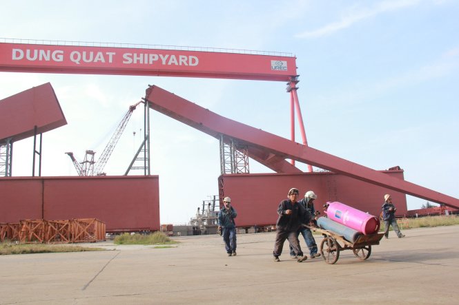 Bên trong Công ty Công nghiệp tàu thủy Dung Quất ngày 24-5. Ảnh: Trần Mai