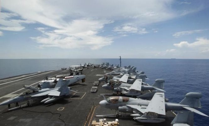 Tàu sân bay USS Nimitz trong một lần hoạt động trên biển - Ảnh: Reuters