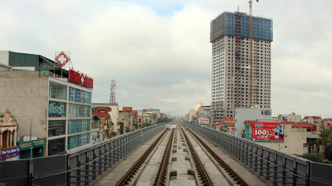 Đường ray tuyến đường sắt đô thị Cát Linh – Hà Đông - Ảnh: Nam Trần