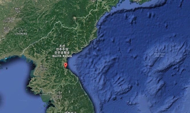 Wonsan, khu vực mà quân đội Hàn Quốc tuyên bố là nơi Triều Tiên vừa bắn thử tên lửa sáng 29-5 - Ảnh chụp màn hình