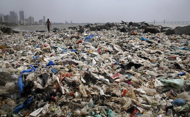 Đống rác khổng lồ ở bãi biển Versova