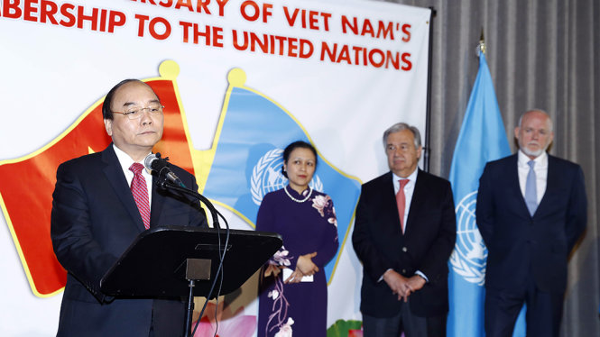 Thủ tướng Nguyễn Xuân Phúc tham dự và phát biểu tại Lễ kỷ niệm 40 năm Việt Nam gia nhập Liên Hiệp Quốc - Ảnh: VGP