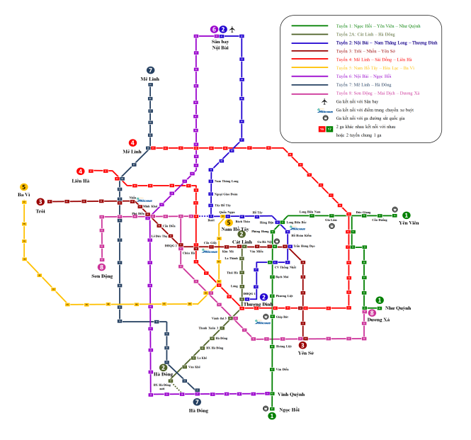Hình ảnh gốc bản đồ vị trí các ga tàu do chính Sơn vẽ sau đó tải lên mạng xã hội nhằm mục đình minh họa cho bài viết “Dự án đường sắt đô thị Hà Nội” - Ảnh: M.S.