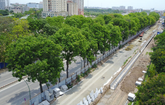Công trình thi công vành đai 3 ngay hai bên đường Phạm Văn Đồng hiện tại