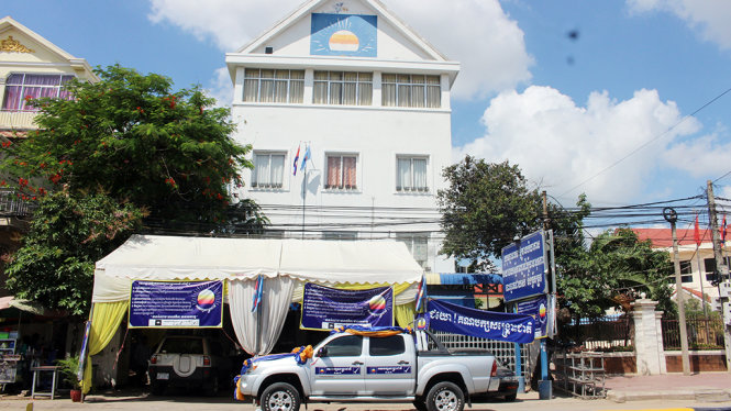 Trụ sở Đảng Cứu quốc Campuchia (CNRP) vắng tanh trong ngày 1-6 - Ảnh: Tiến Trình