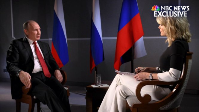 Tổng thống Nga Vladimir Putin trả lời phỏng vấn của nhà báo Megyn Kelly của đài NBC (Mỹ) - Ảnh: NBC