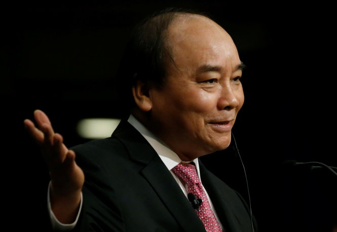 Thủ tướng Nguyễn Xuân Phúc phát biểu tại Hội nghị Quốc tế về Tương lai châu Á tổ chức sáng nay 5-6 ở Tokyo - Ảnh: Reuters