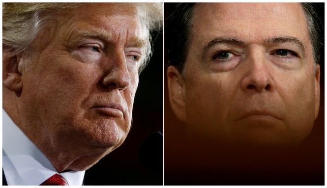 Tổng thống Donald Trump (trái) và cựu giám đốc FBI James Comey - Ảnh: Reuters