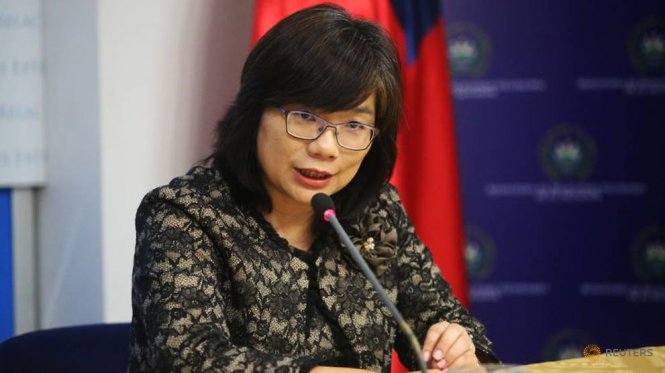 Đại sứ Đài Loan tại El Salvador, bà Florencia Hsie tham dự cuộc họp báo ngày 13-6 tại San Salvador, El Salvador - Ảnh: Reuters