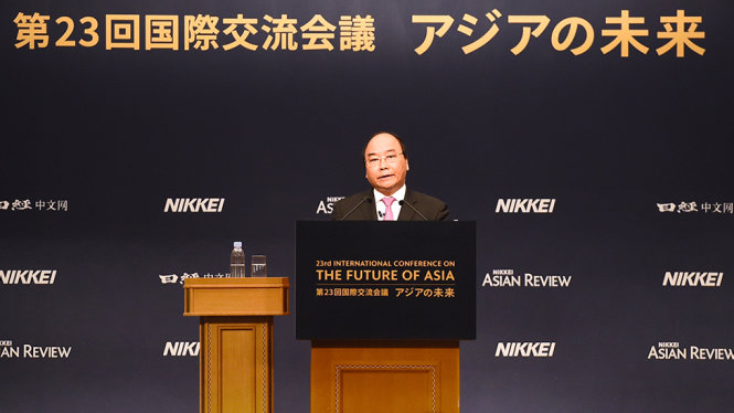 Thủ tướng phát biểu tại Hội nghị Tương lai châu Á - Ảnh: Q.H.