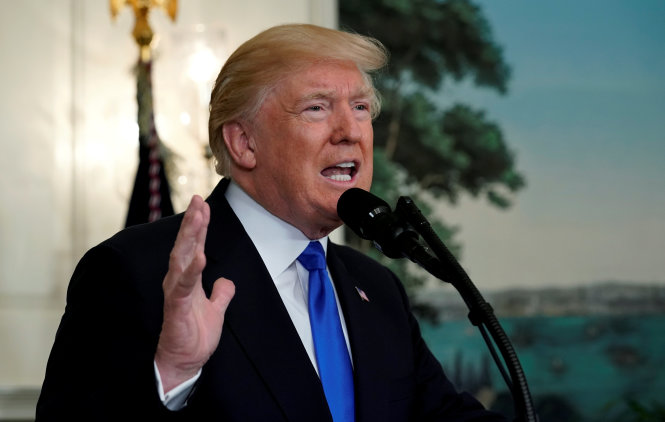 Tổng thống Donald Trump phát biểu tại Nhà Trắng - Ảnh: Reuters