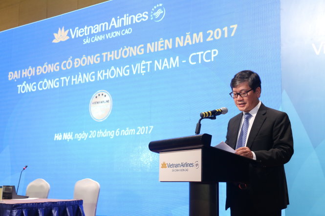 Chủ tịch HĐQT Phạm Ngọc Minh cho biết Vietnam Airlines sớm hoàn thiện các bước để niêm yết trên sàn chứng khoán Tp HCM  - ảnh: L.Thanh