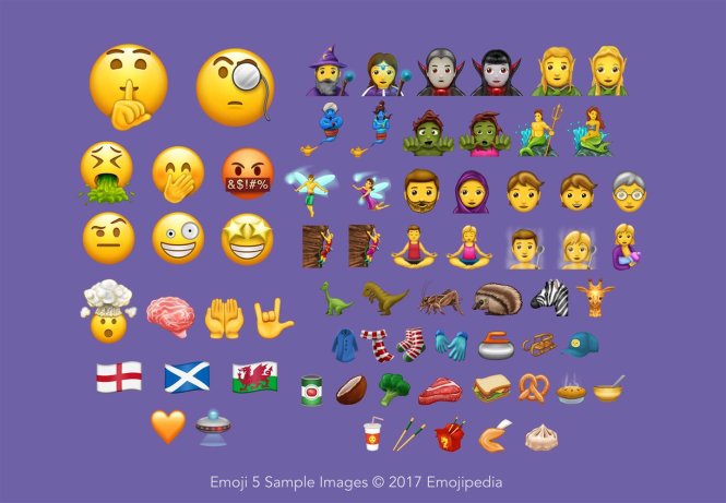 Các mẫu emoji mới cập nhật cho năm 2017 vừa được công bố - Ảnh: Emojipedia