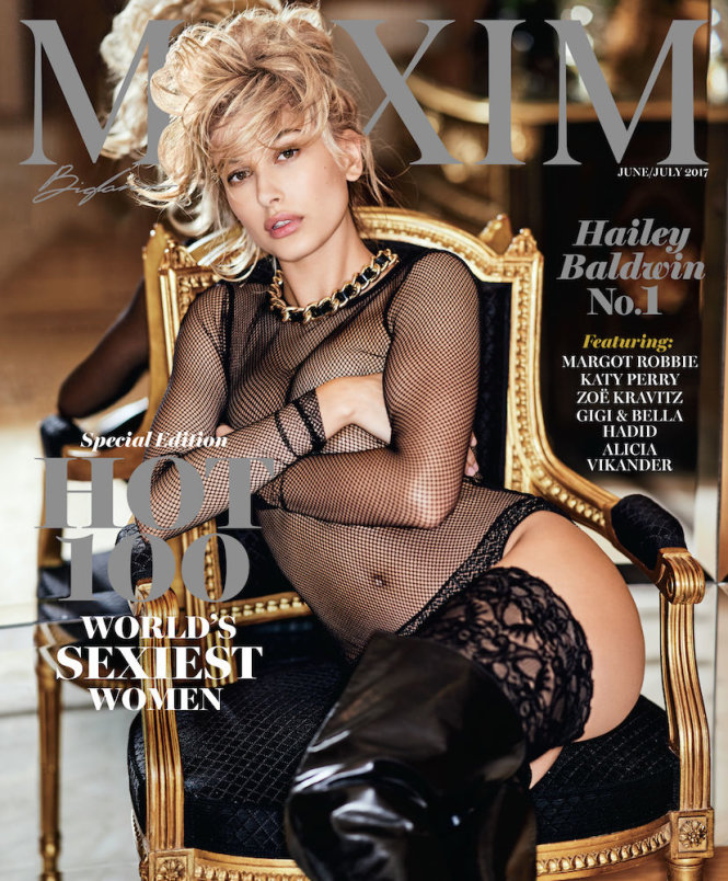 Hailey Naldwin trên bìa tạp chí Maxim với cương vị là người dẫn đầu Maxim Hot 100