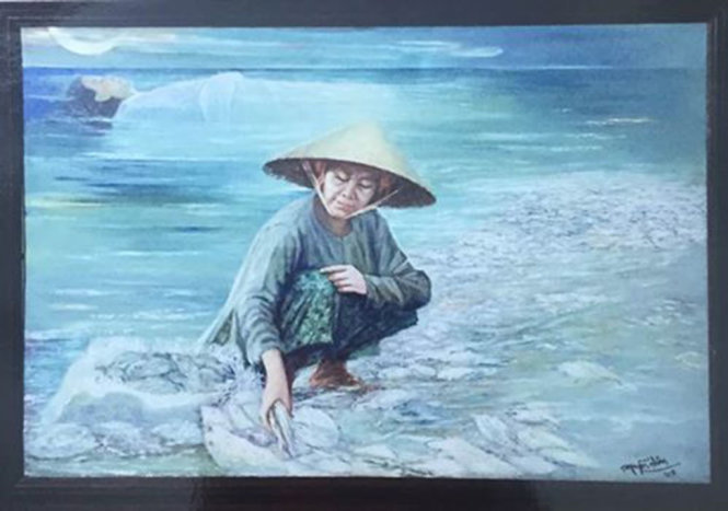 Bức tranh Biển chết của họa sĩ Nguyễn Công Nhân - Ảnh: Facebook họa sĩ