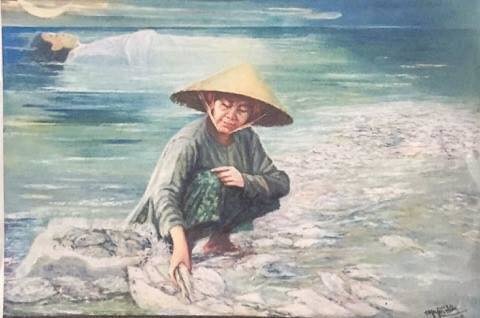 Bức tranh Biển chết của họa sĩ Nguyễn Công Nhân - Ảnh: Facebook họa sĩ