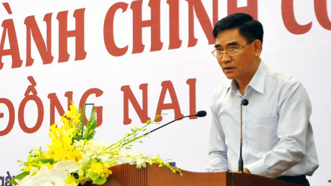 Ông Trần Văn Vĩnh - phó chủ tịch UBND tỉnh Đồng Nai phát biểu tại buổi lễ khai trương - Ảnh: A LỘC
