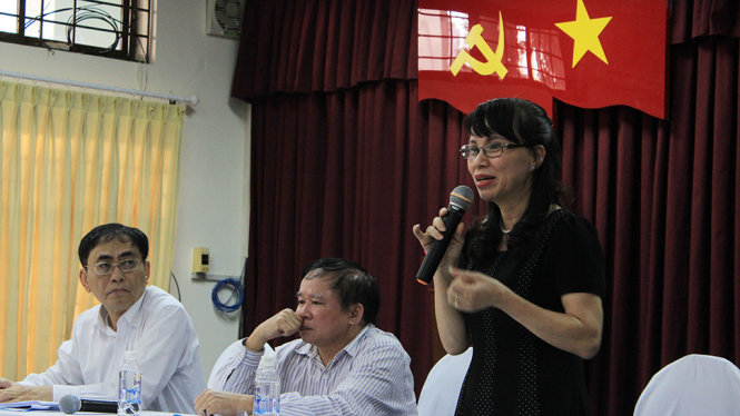 TS Nguyễn Thị Kim Phụng - vụ trưởng Vụ Giáo dục ĐH - Bộ GD-ĐT phát biểu tại cuộc họp - Ảnh: Phương Nguyễn
