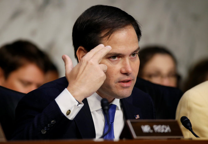 Thượng nghị sĩ Cộng hòa Marco Rubio ví von ý tưởng của ông Trump với chuyện hợp tác sản xuất vũ khí hóa học với ông Assad - Ảnh: Reuters