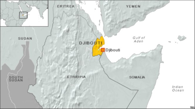 Vị trí chiến lược của Djibouti ở châu Phi - Ảnh: VOA
