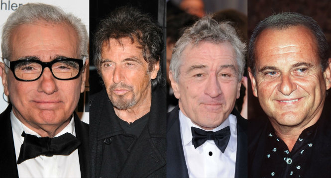 Từ trái qua Martin Scorsese, Al Pacino, Robert De Niro và Joe Pesci
