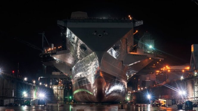 Tàu sân bay USS Gerald R. Ford sẽ được bàn giao cho hải quân Mỹ ngày 22-7 - Ảnh: Huntington Ingalls Industries