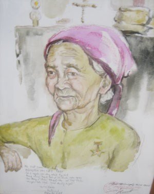 Một bức ký họa Mẹ Việt Nam anh hùng của họa sĩ Đặng Ái Việt