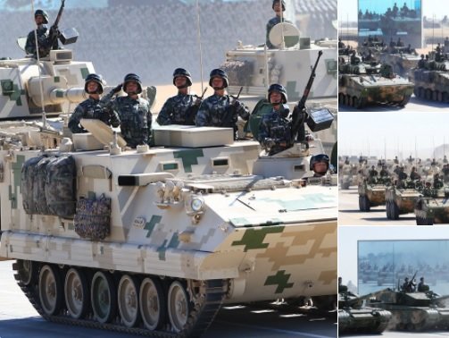 Xe tăng Trung Quốc tại cuộc duyệt binh - Ảnh: TWITTER 