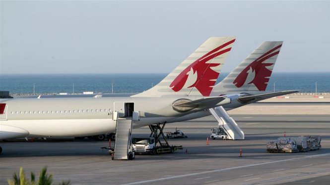 Các máy bay của hãng Qatar Airways tại Sân bay quốc tế Hamad ở Doha, Qatar - Ảnh: Reuters