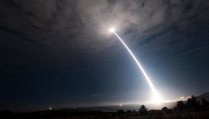 Hình ảnh thử thành công tên lửa đạn đạo xuyên lục địa Minuteman III - Ảnh: Không quân Mỹ