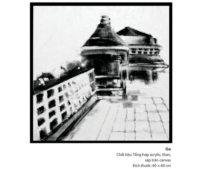 GA, tác phẩm trong bộ tranh “Hồi ức trắng đen” của hoạ sĩ Nguyễn Thế Thông. Ảnh: M.VINH