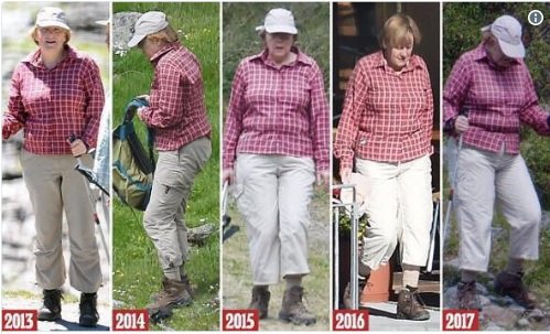 Nữ thủ tướng Đức Angela Merkel bị chính báo chí nước nhà chòng ghẹo về gu thời trang rất xưa suốt 5 năm liền - Ảnh: TWITTER