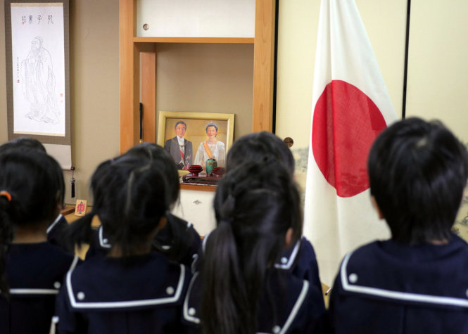 Một lớp học ở trường mầm non Tsukamoto tại thành phố Osaka, Nhật Bản - Ảnh: Reuters