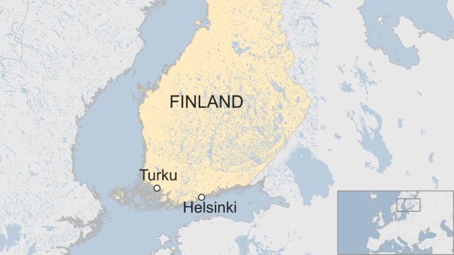 Vị trí thành phố Turku so với thủ đô Helsinki tại Phần Lan - Ảnh: BBC