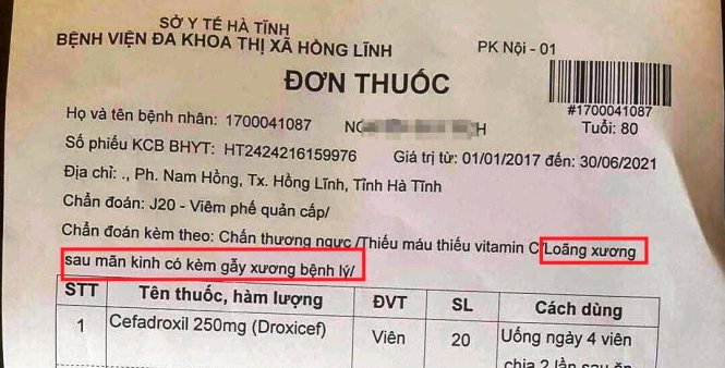 Cụ T. được bác sĩ kê đơn thuốc với chẩn đoán “loãng xương sau mãn kinh”