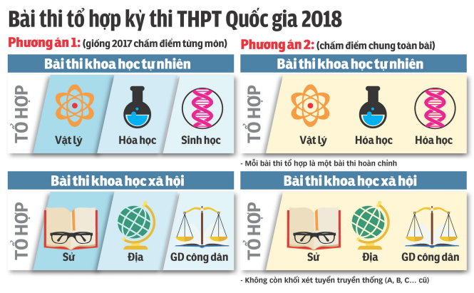 Hai phương án chấm thi tổ hợp kỳ thi THPT quốc gia 2018 - Đồ họa: N.KHANH