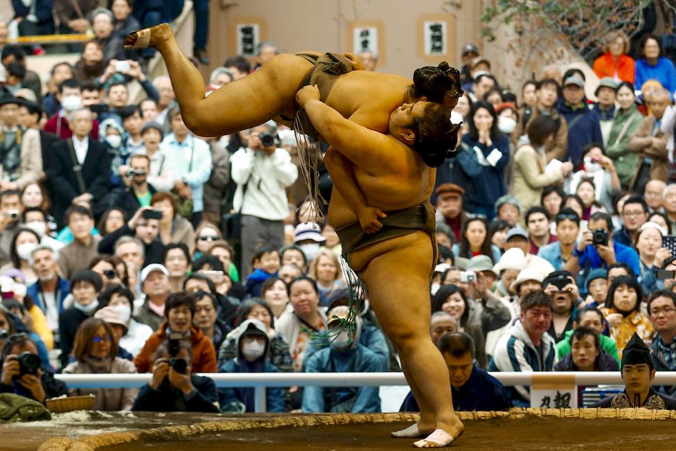 Các đấu sĩ sumo thi đấu tại giải 