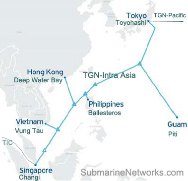 Bản đồ tuyến cáp quang biển Liên Á. - Ảnh: Submarinenetworks
