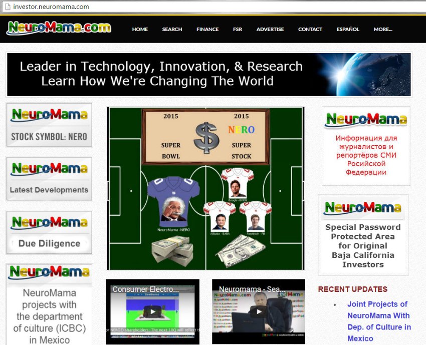 Trang web của NeuroMama quảng cáo vô tội vạ - Ảnh chụp màn hình