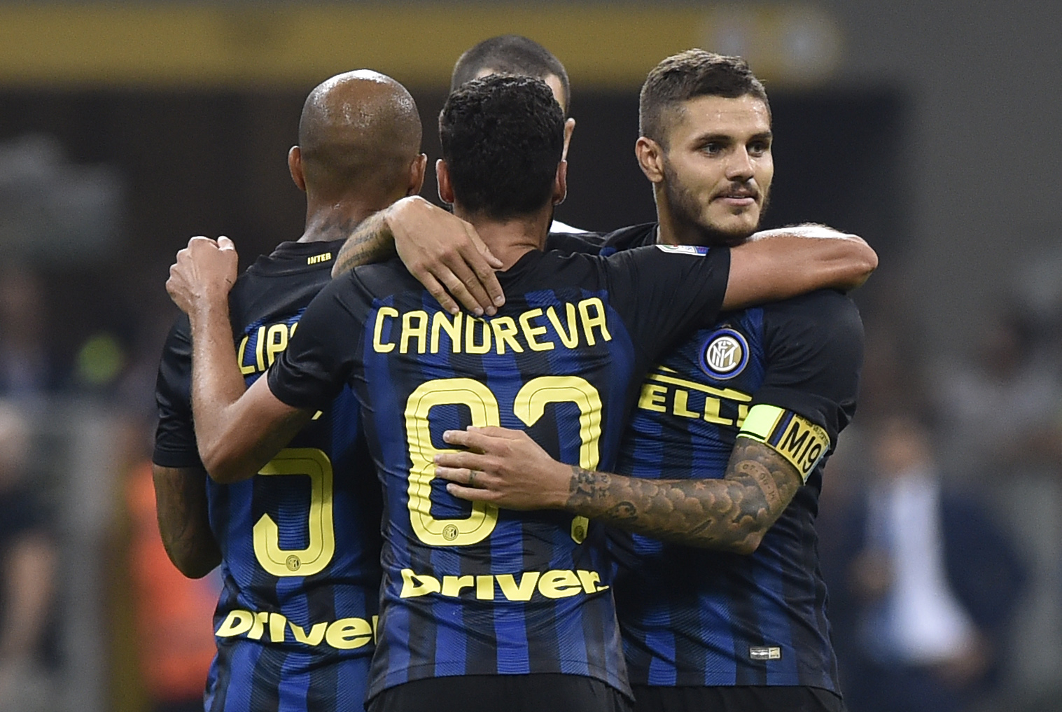 Các cầu thủ Inter ăn mừng bàn thắng vào lưới Juventus. ẢNh: REUTERS