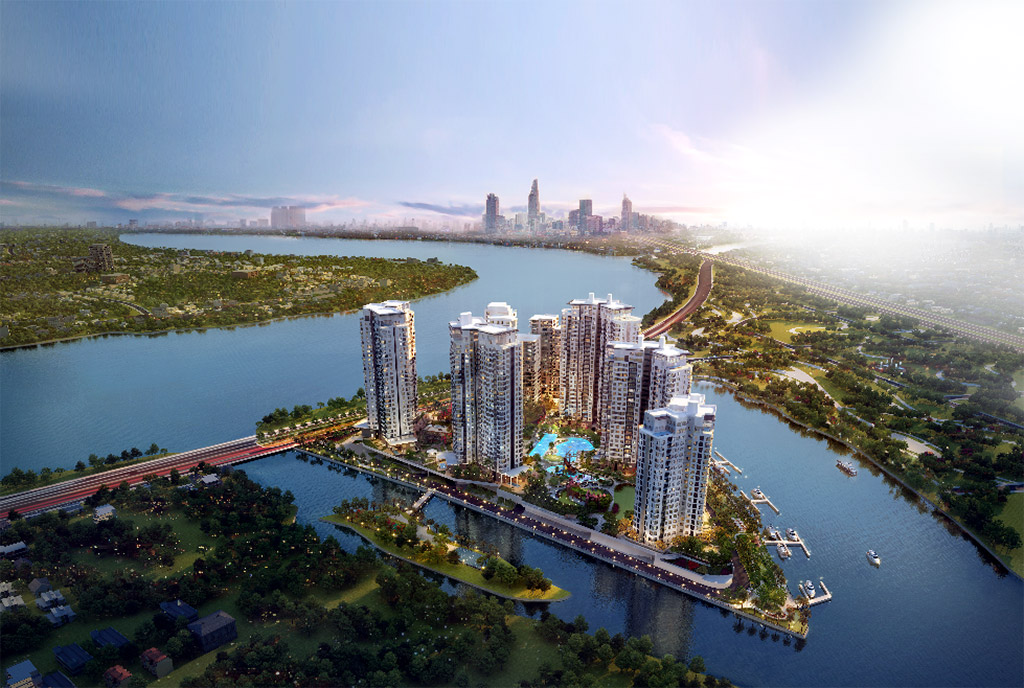Đảo Kim Cương tọa lạc tại Quận 2, nằm liền kề với khu đô thị mới Thủ Thiêm, TP.HCM