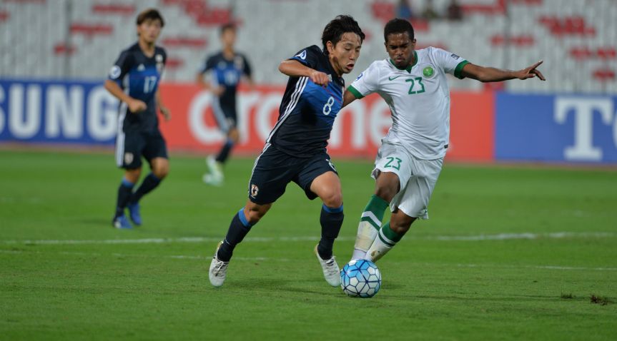 U-19 Nhật Bản (áo xanh) và Saudi Arabia cầm chân nhau 0-0 trong 120 phút thi đấu. Ảnh: AFC
