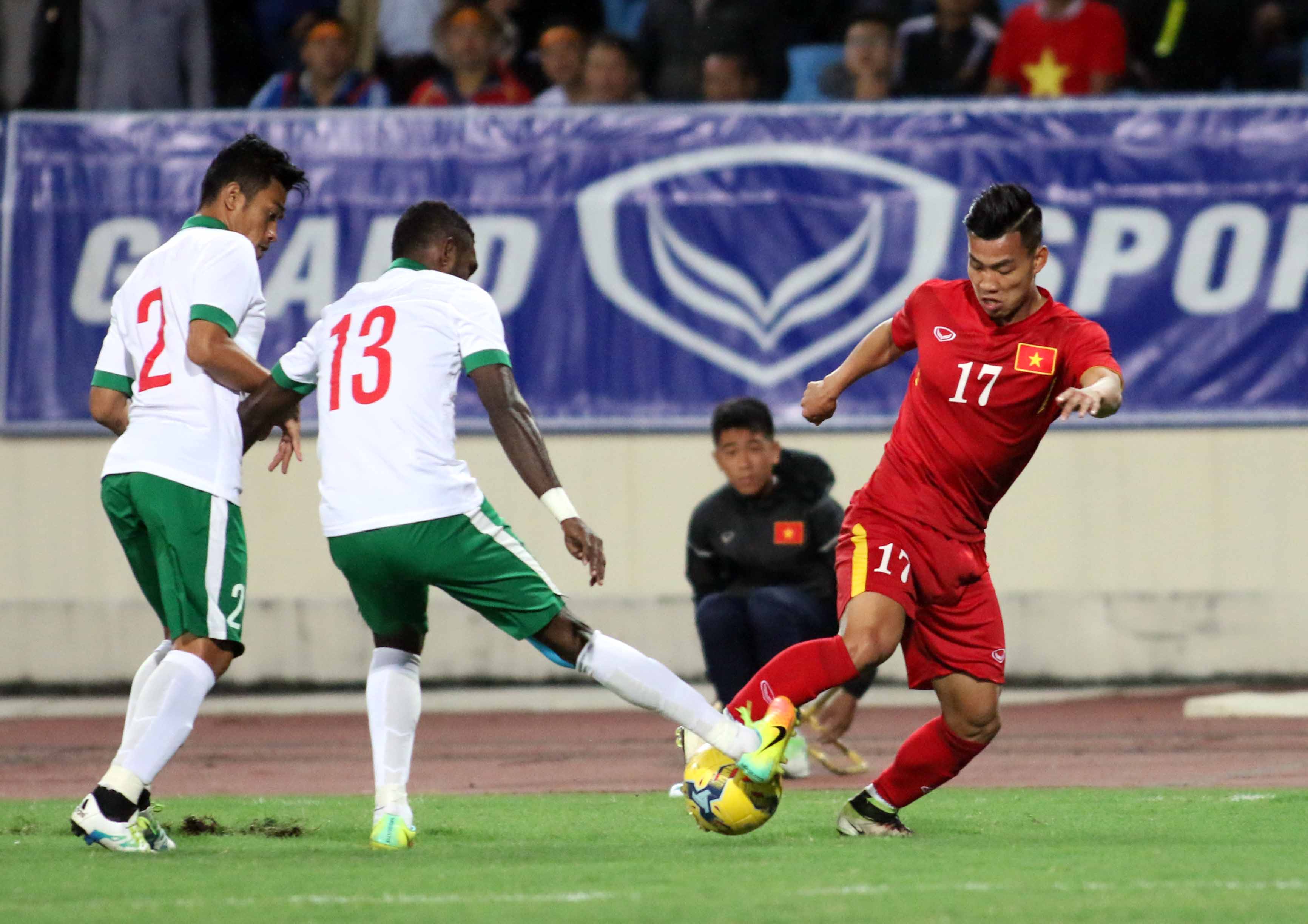 Văn Thanh trong trận giao hữu với tuyển Indonesia trên sân Mỹ Đình ngày 8-11. Ảnh: N.K.