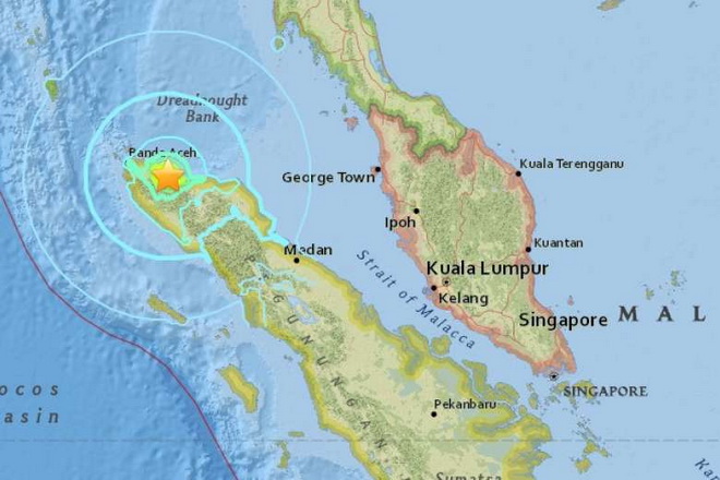 Bản đồ nơi xảy ra động đất - Ảnh: USGS