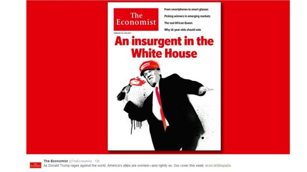 Tuần báo The Economist của Anh đăng hình ông Trump và quả bom xăng trên tay.