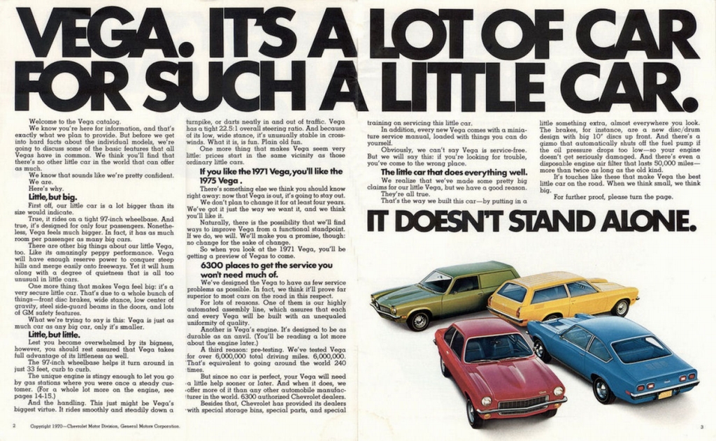 Chevrolet Vega Brochure vào năm 1971